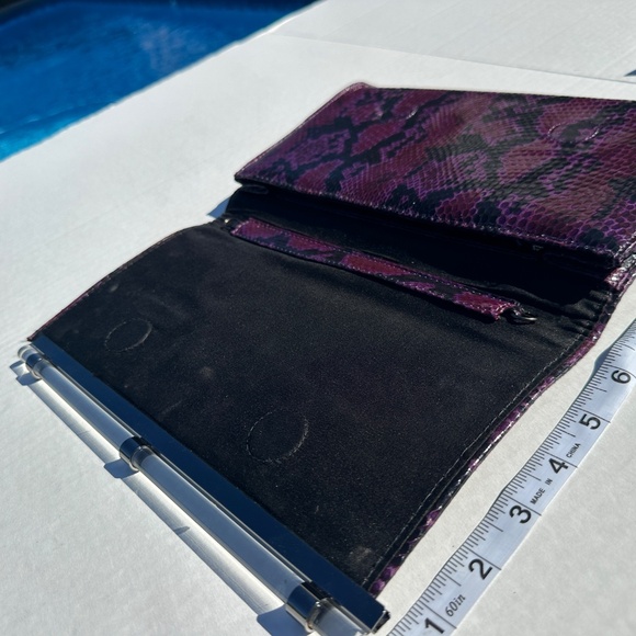White House Black Market Purple Snakeskin Clutch Evening Bag - Picture 13 of 14